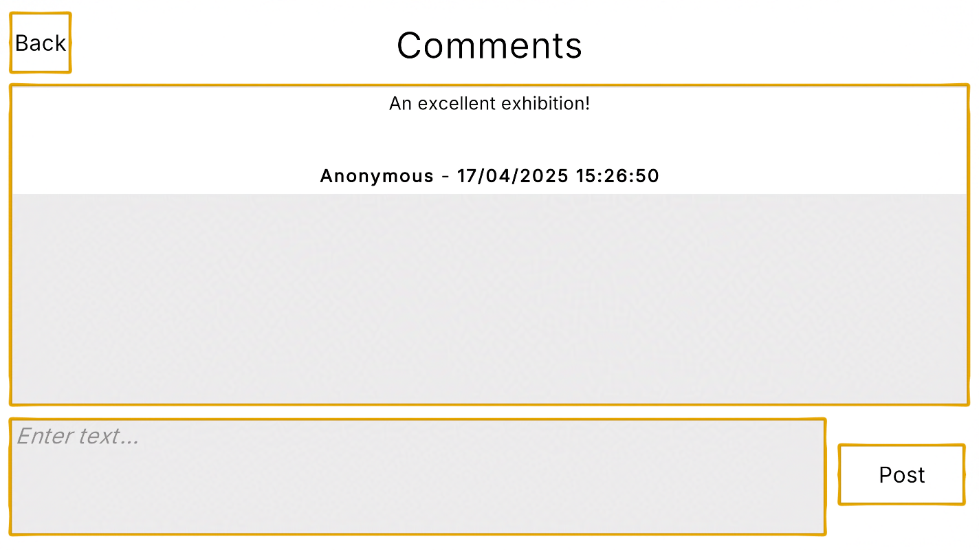 The comment screen, where players view and post comments.
